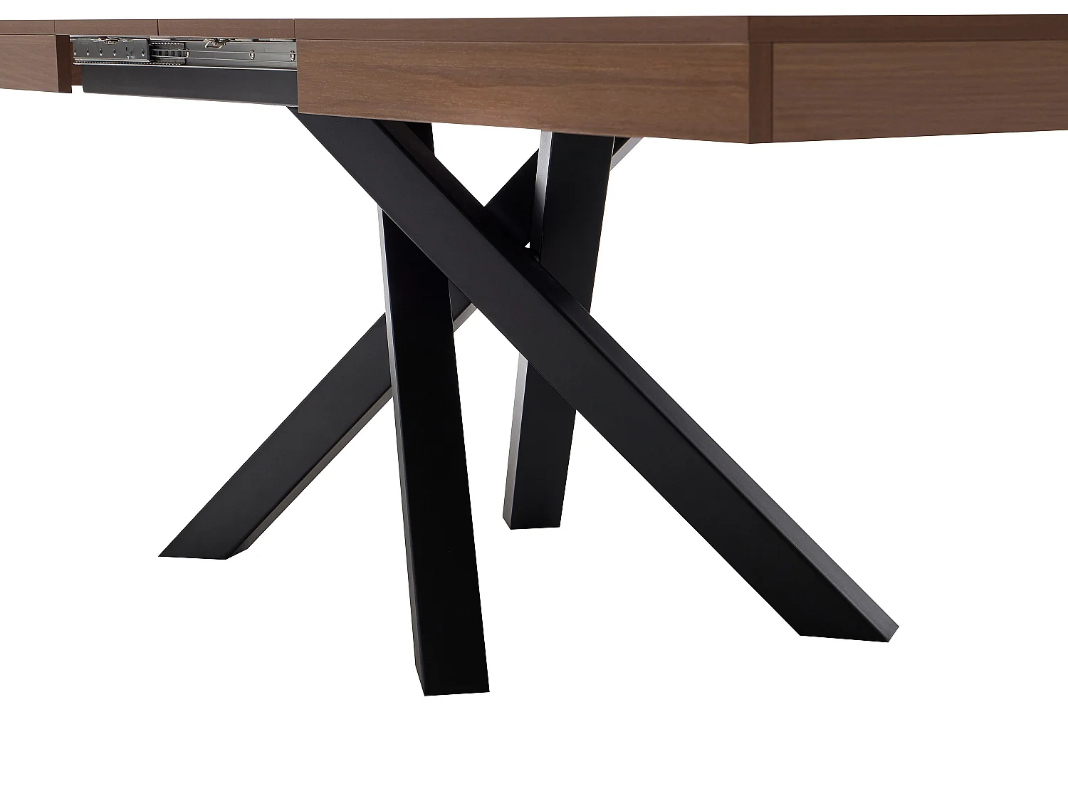 Table à manger extensible 6 à 10 personnes en MDF et métal - Naturel foncé et noir - CATONAV