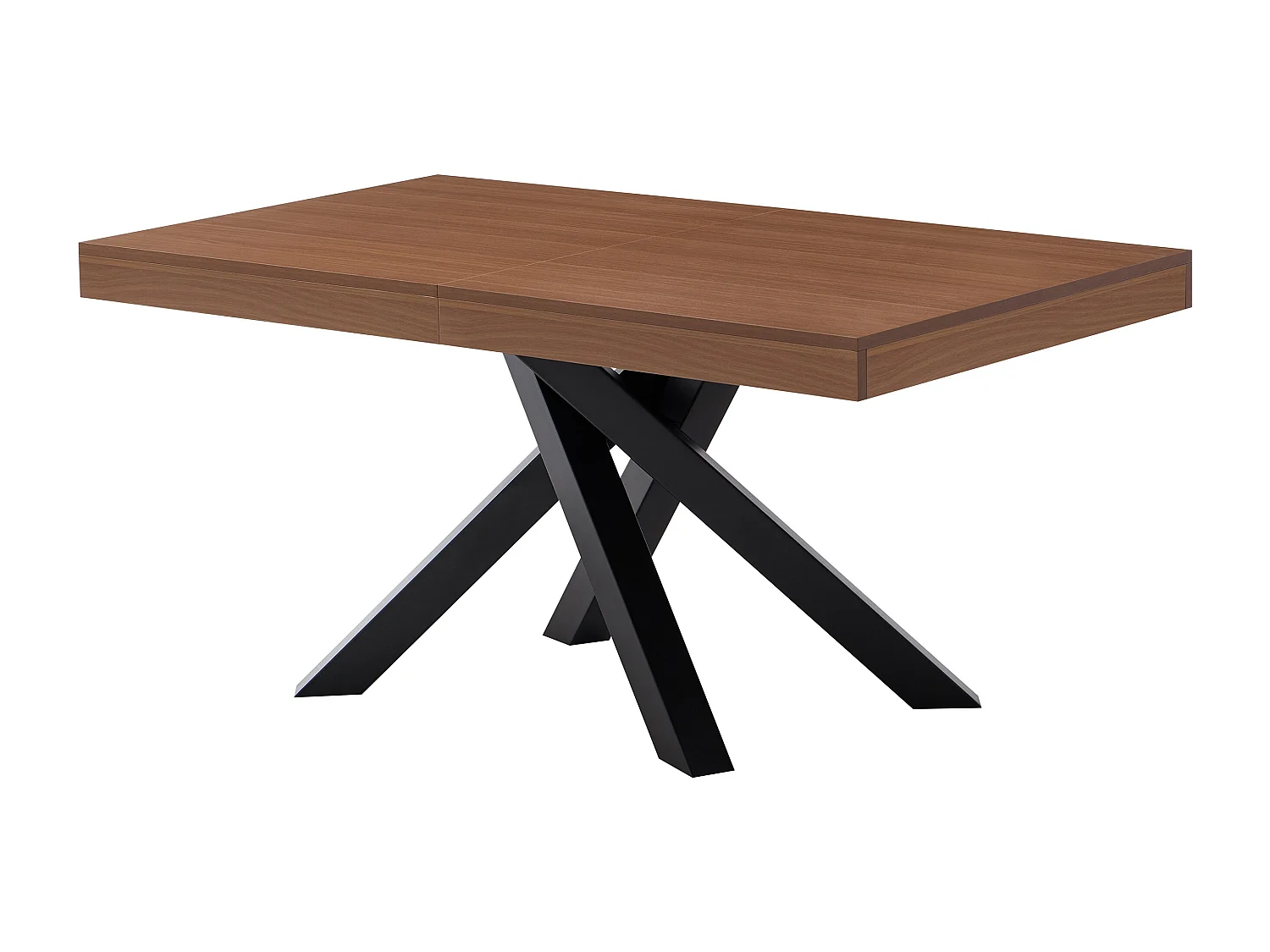 Table à manger extensible 6 à 10 personnes en MDF et métal - Naturel foncé et noir - CATONAV