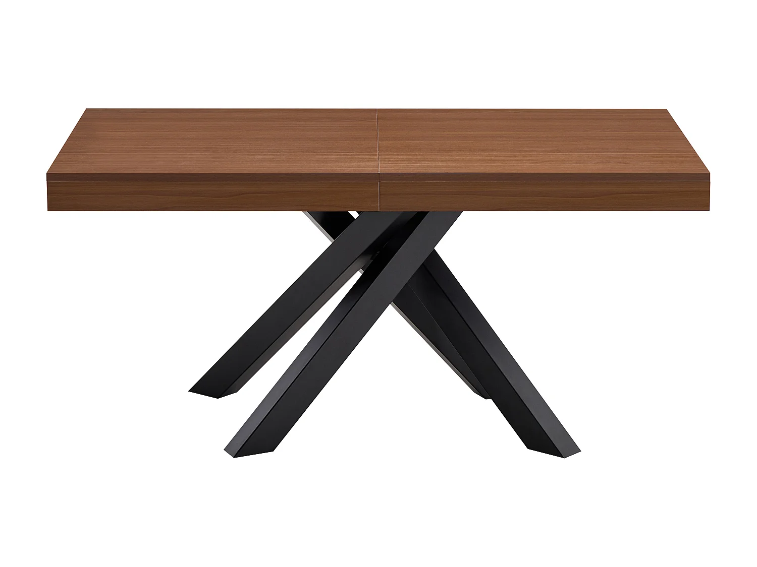 Table à manger extensible 6 à 10 personnes en MDF et métal - Naturel foncé et noir - CATONAV