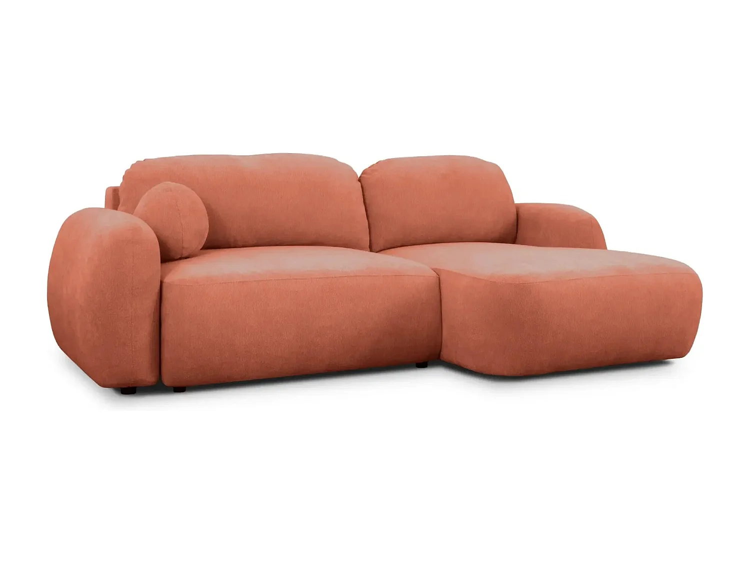 MARTIN - Canapé d'angle 3 places tissu chenille - Terracotta - Gauche