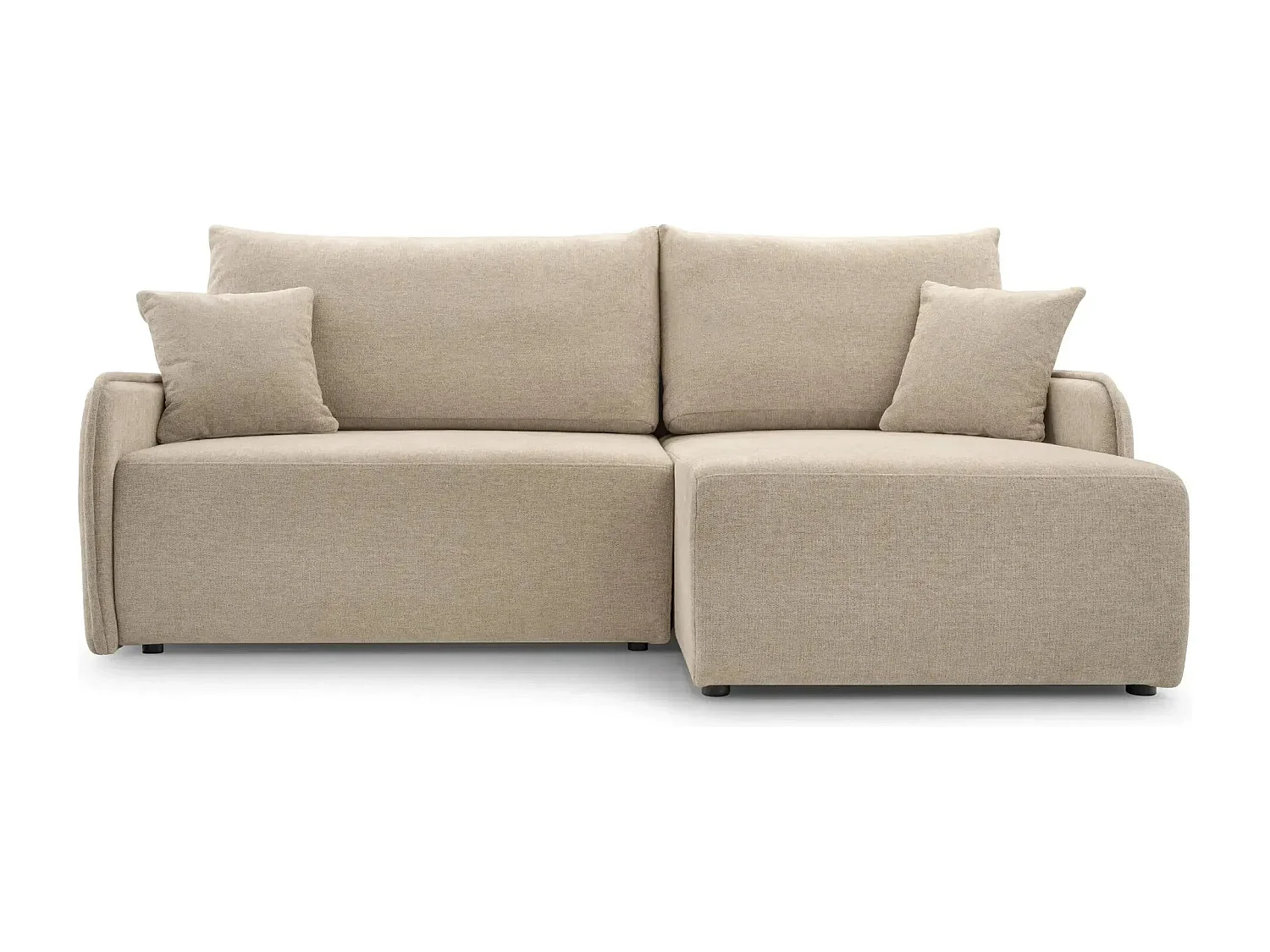 SACHA - Canapé d'angle tissu chiné - Beige - Gauche