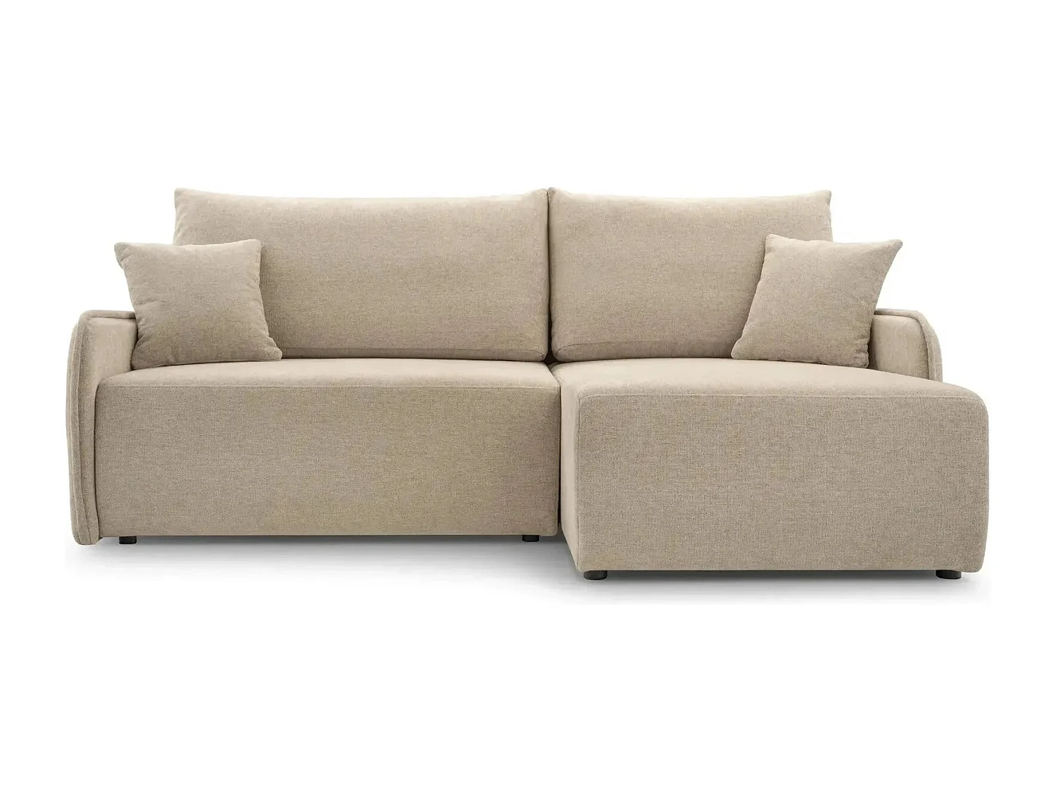 SACHA - Canapé d'angle tissu chiné 4 places - Beige - Gauche