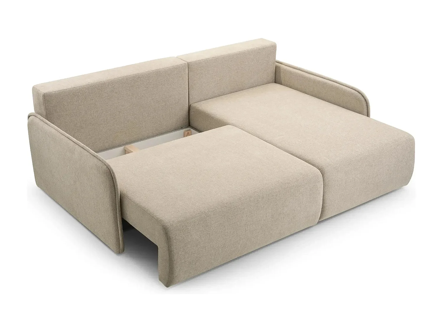 SACHA - Canapé d'angle tissu chiné 4 places - Beige - Gauche