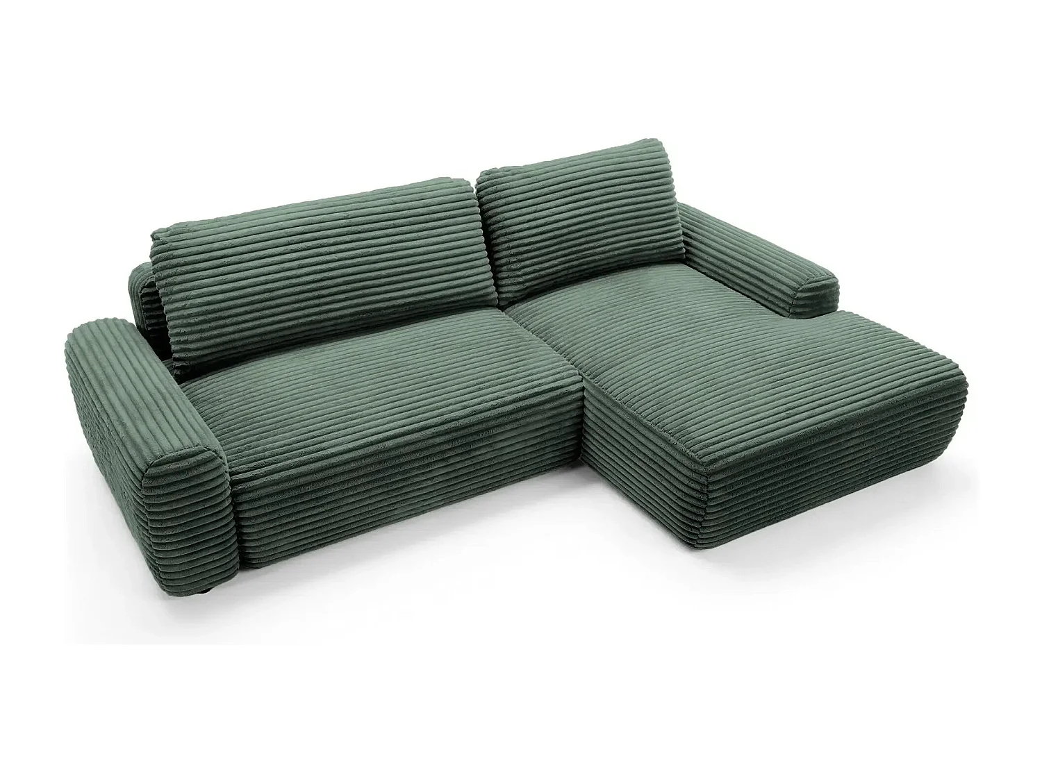 OLYMPE - Canapé d'angle velours cotelé - Vert - Gauche