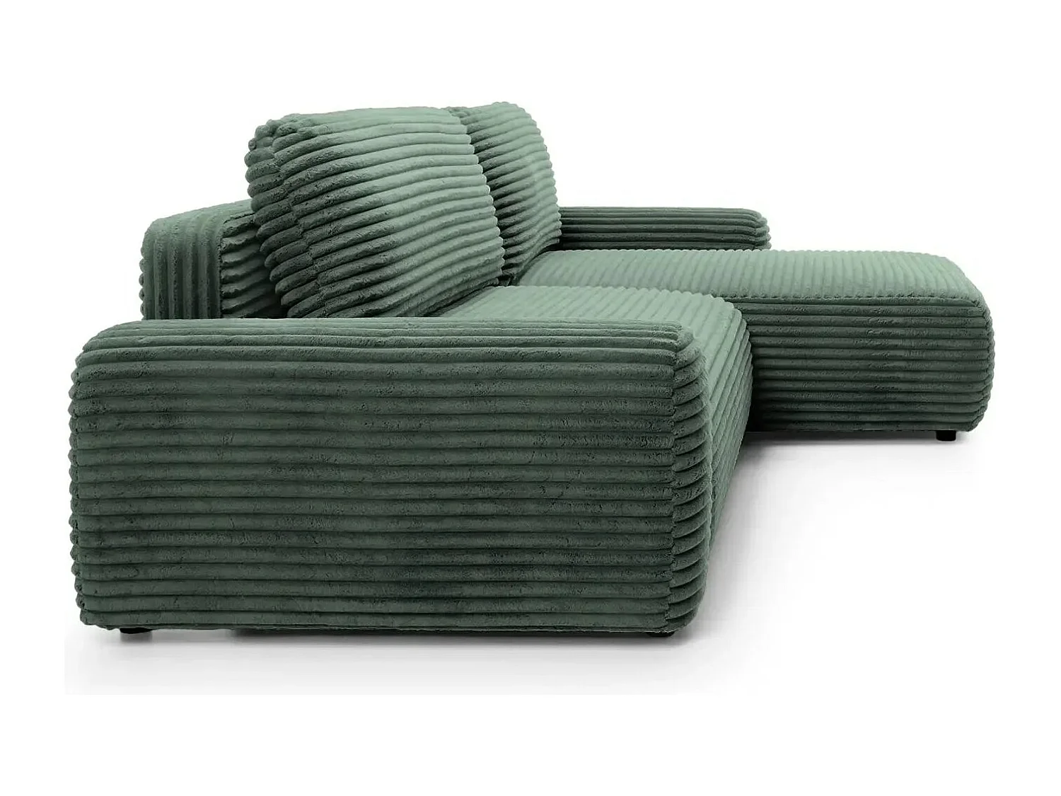 OLYMPE - Canapé d'angle velours cotelé - Vert - Gauche