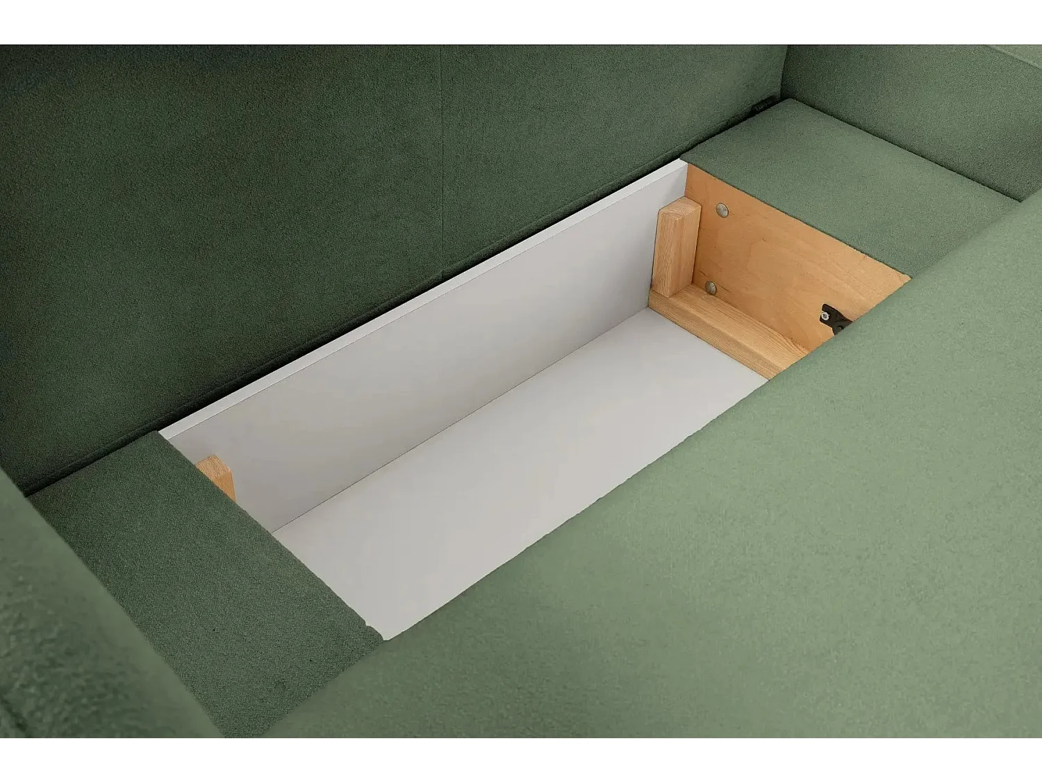 SANTIAGO - Canapé d'angle tissu bouclette - Vert - Gauche