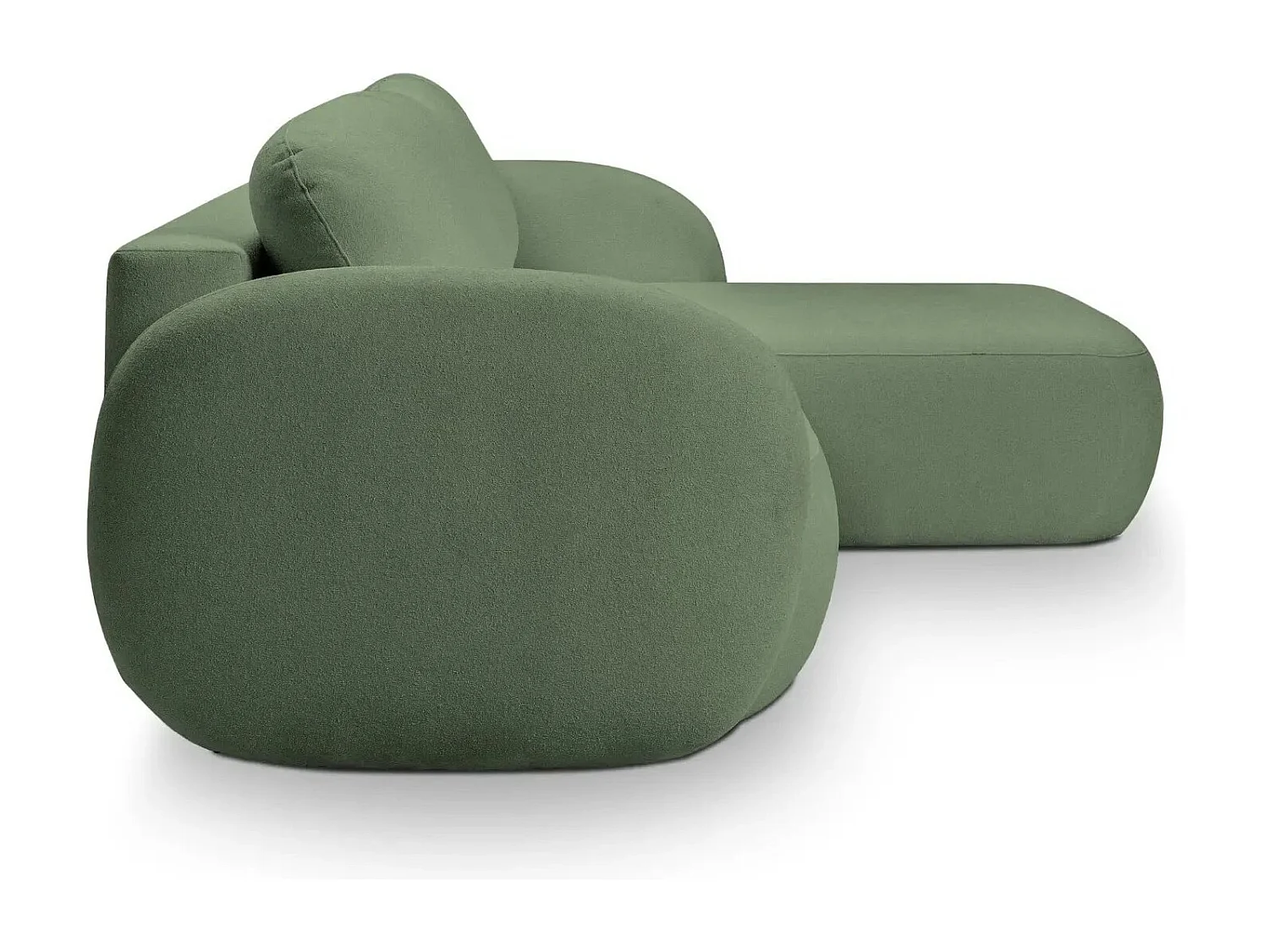 SANTIAGO - Canapé d'angle tissu bouclette - Vert - Gauche