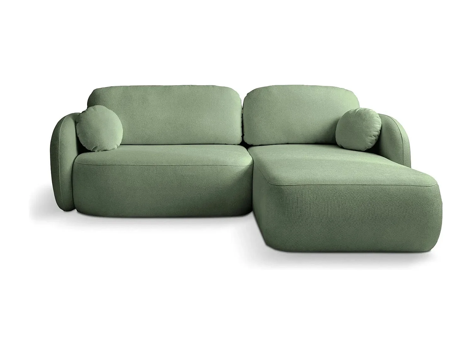 SANTIAGO - Canapé d'angle tissu bouclette - Vert - Gauche