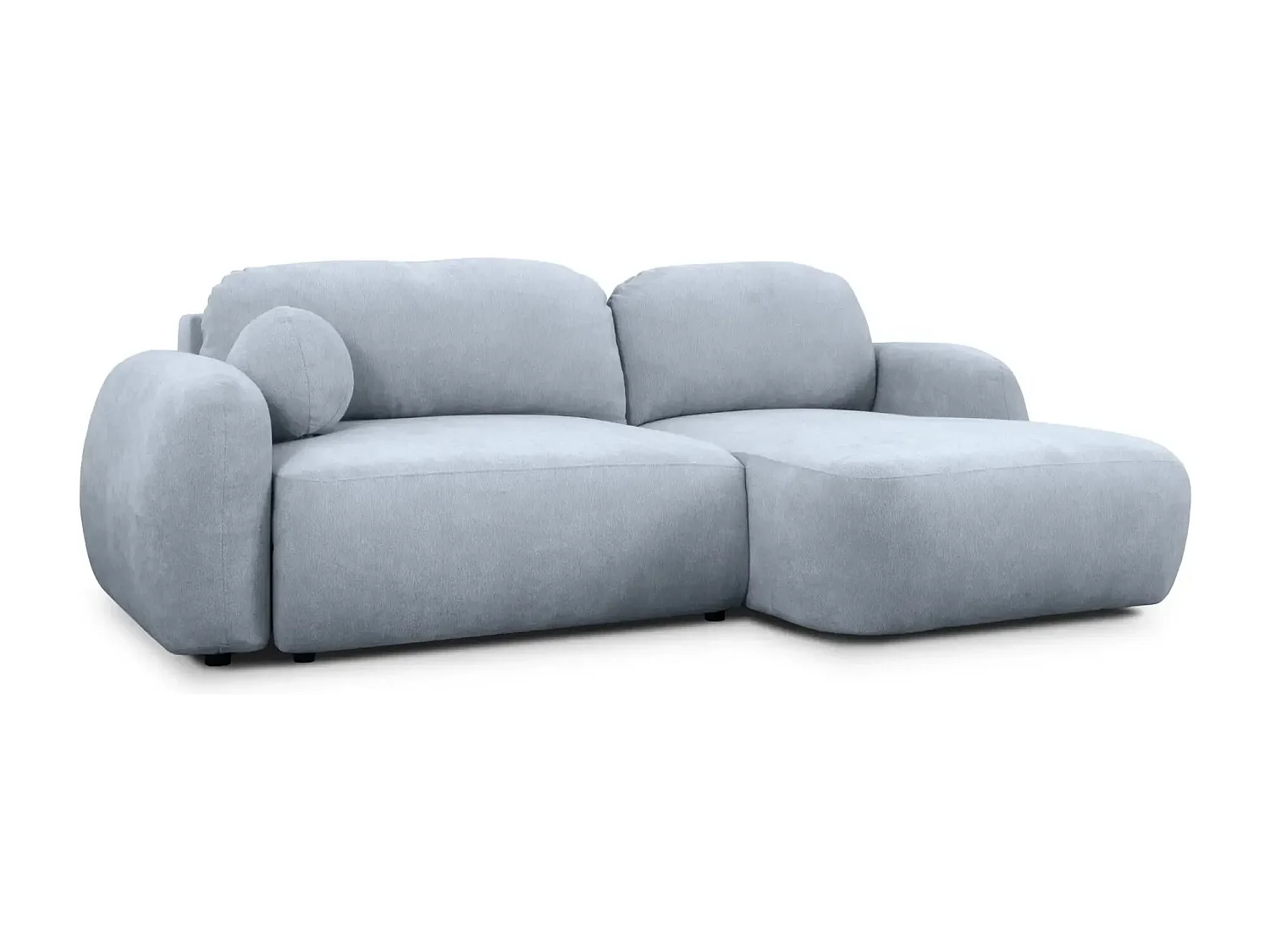 MARTIN - Canapé d'angle 3 places  tissu chenille - Bleu - Gauche