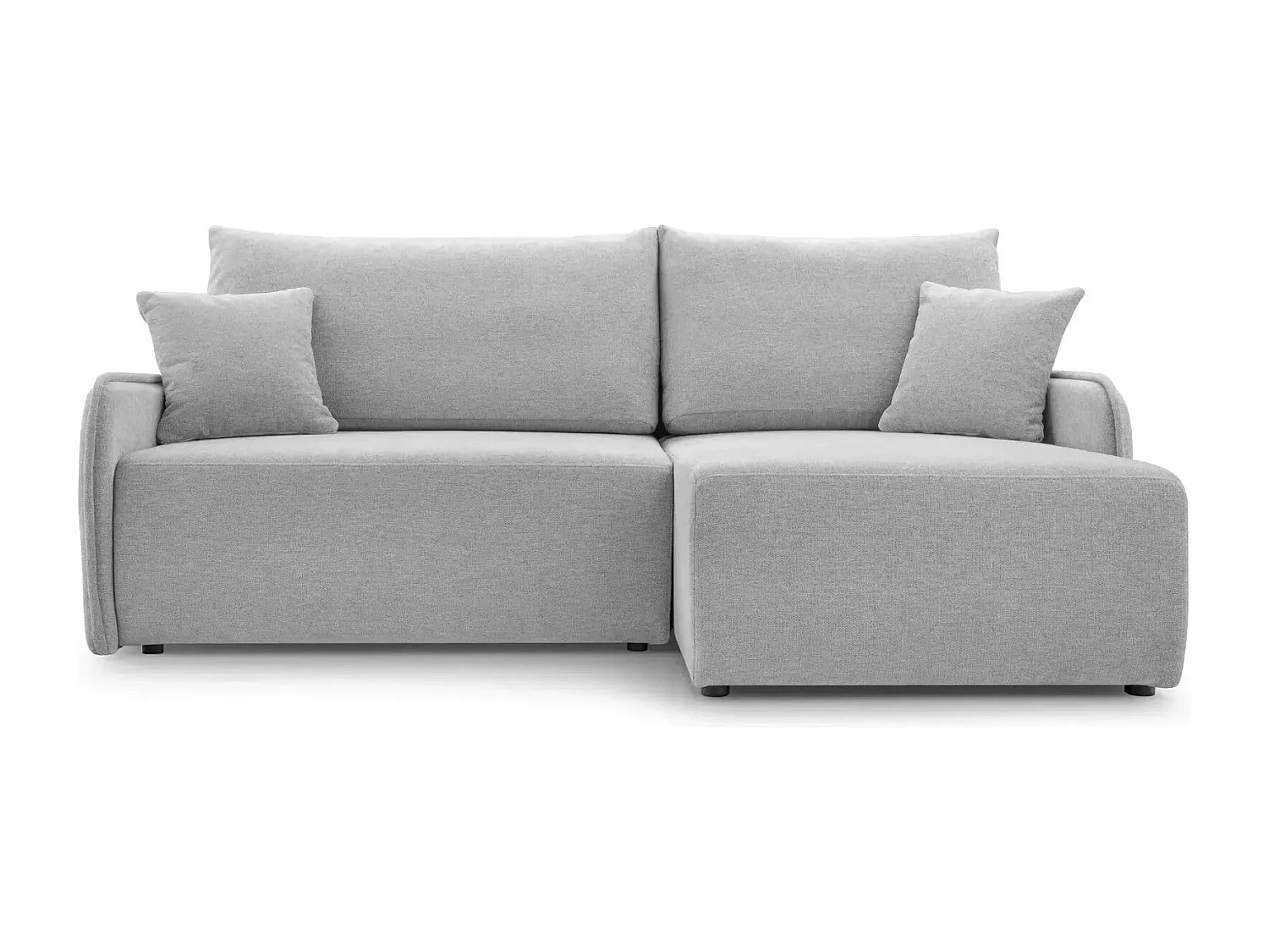 SACHA - Canapé d'angle tissu chiné 4 places - Gris Clair - Gauche