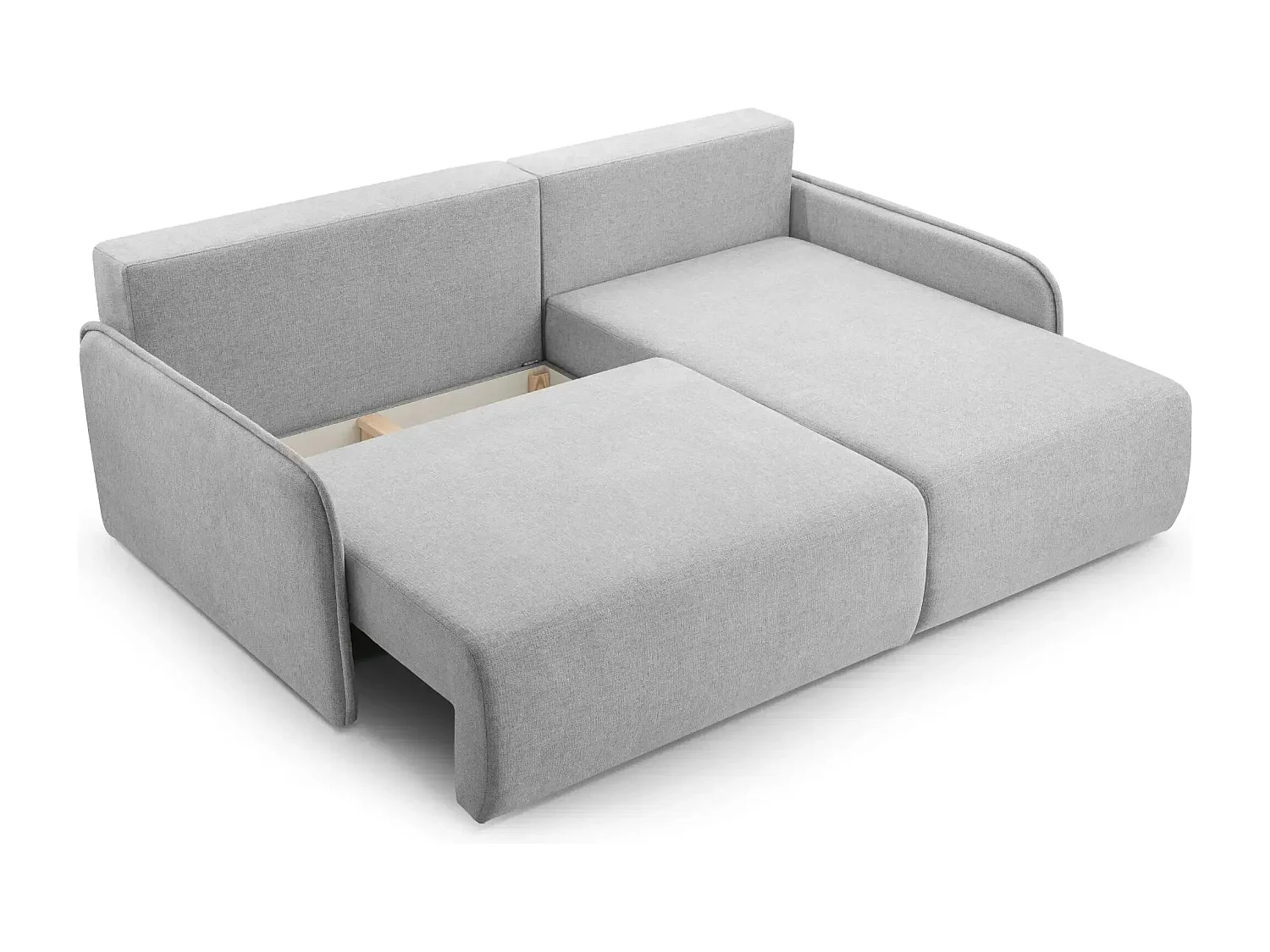 SACHA - Canapé d'angle tissu chiné 4 places - Gris Clair - Gauche