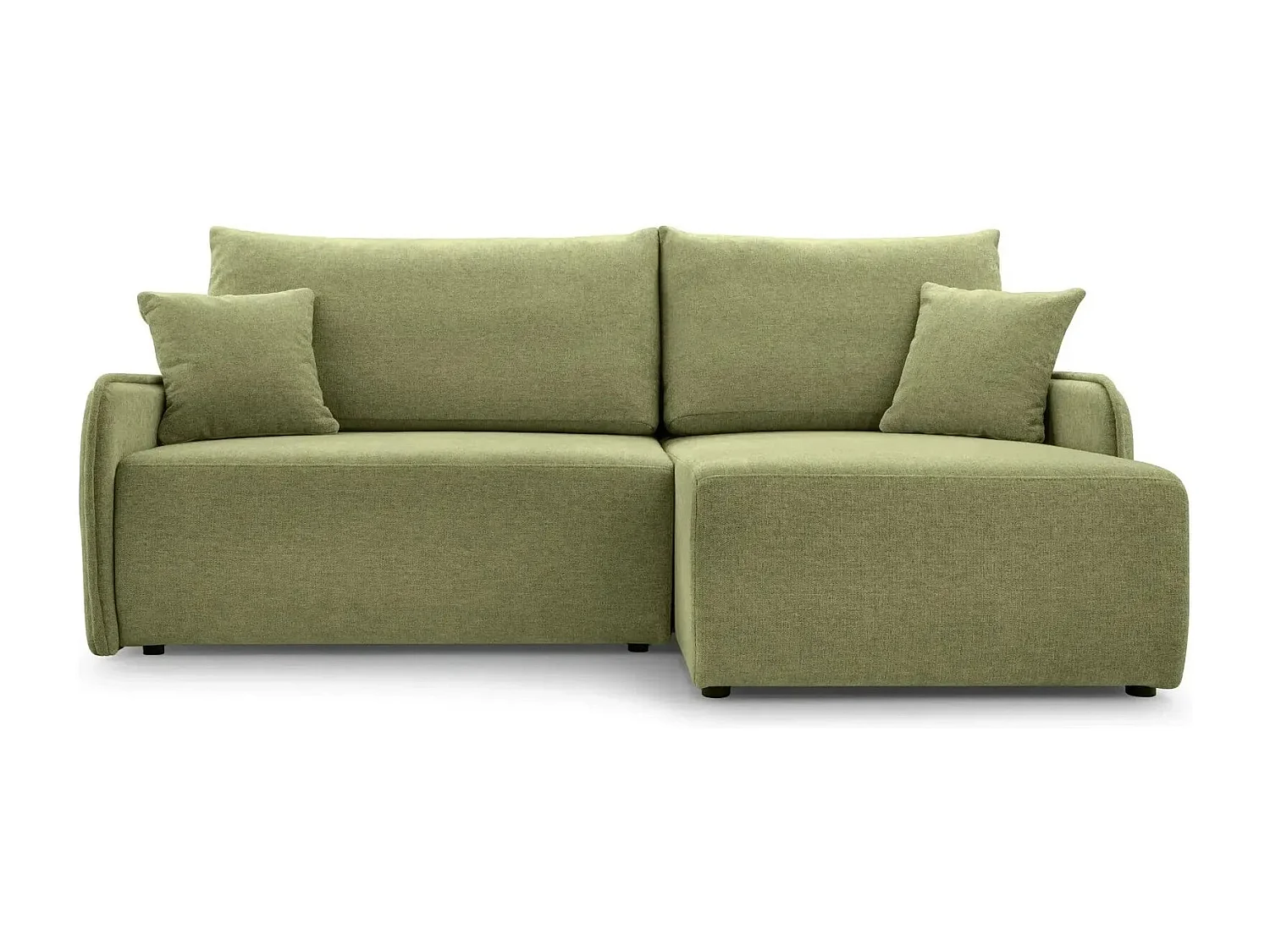 SACHA - Canapé d'angle tissu chiné 4 places - Vert - Gauche