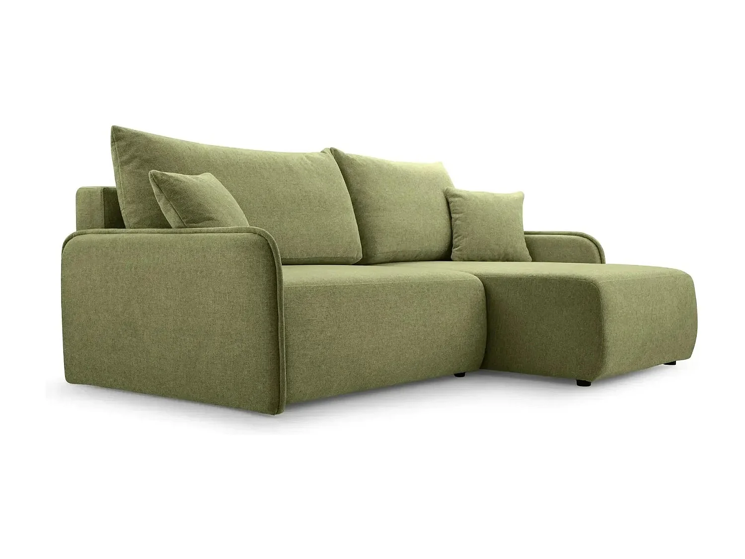 SACHA - Canapé d'angle tissu chiné 4 places - Vert - Gauche