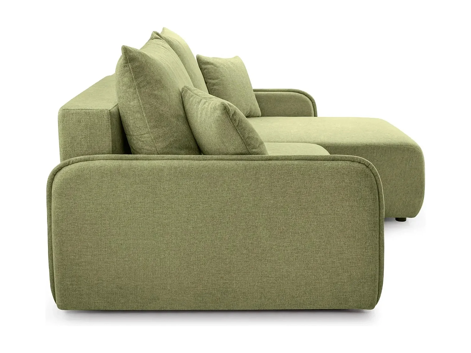 SACHA - Canapé d'angle tissu chiné 4 places - Vert - Gauche