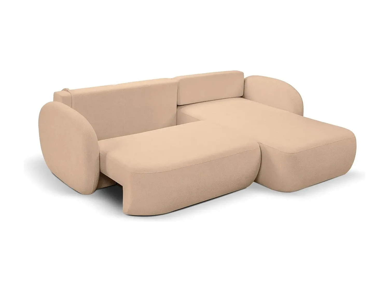 SANTIAGO - Canapé d'angle tissu bouclette - Café - Gauche