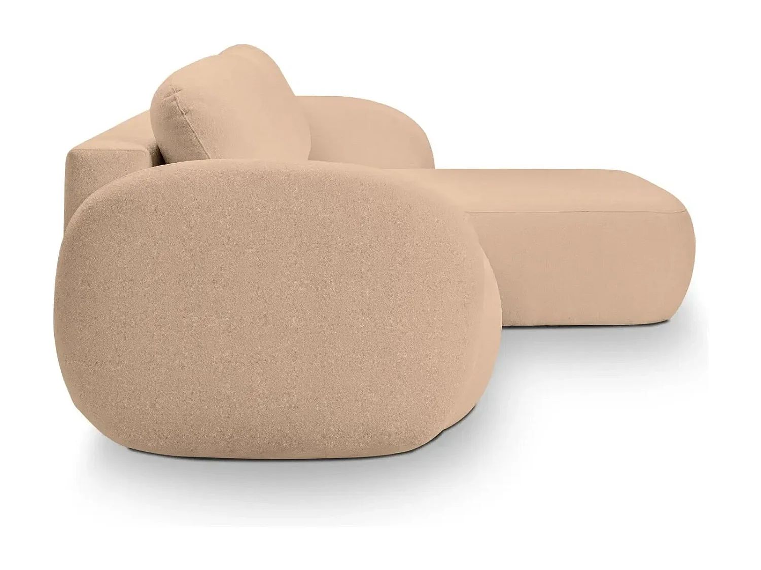 SANTIAGO - Canapé d'angle tissu bouclette - Café - Gauche