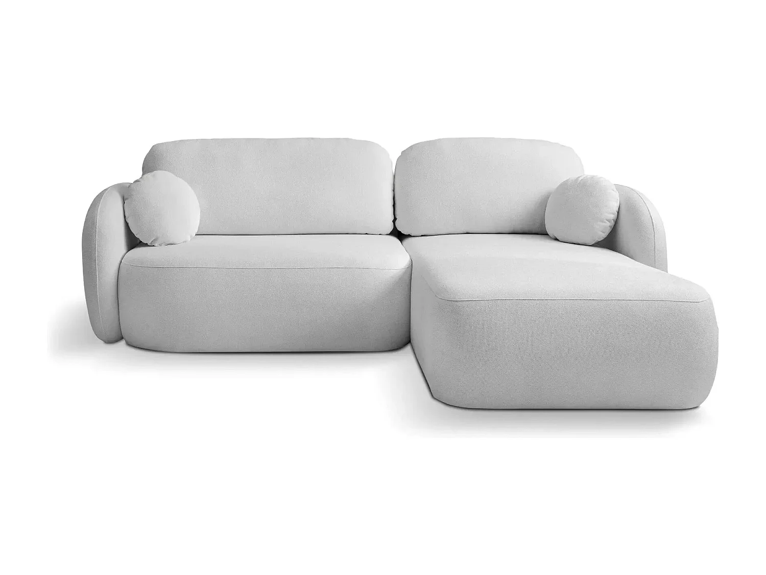 SANTIAGO - Canapé d'angle tissu bouclette - Gris Clair - Gauche