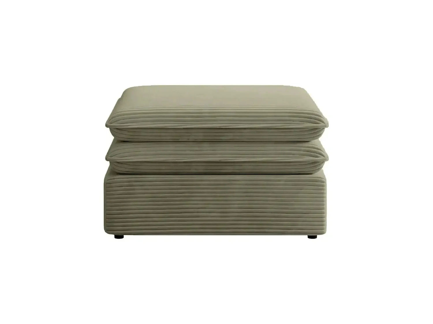 OSCAR POUF - Pouf en velours côtelé Vert Olive 70x70x43