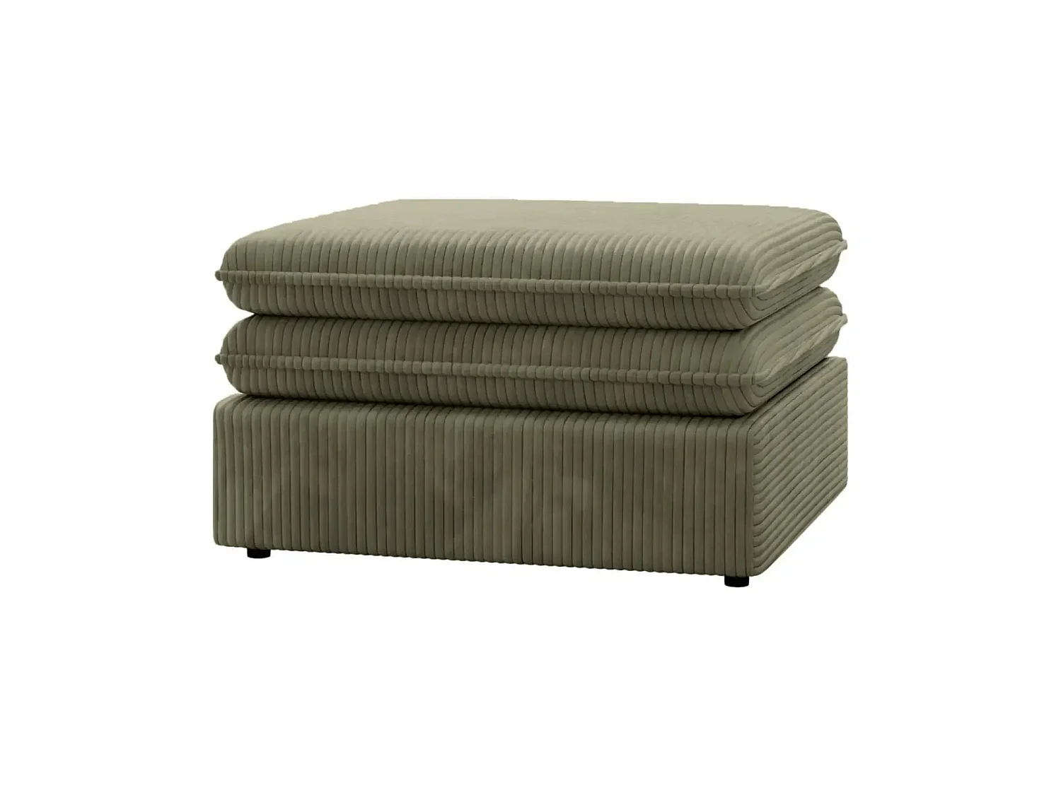 OSCAR POUF - Pouf en velours côtelé Vert Olive 70x70x43