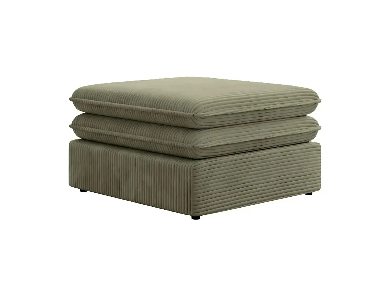 OSCAR POUF - Pouf en velours côtelé Vert Olive 70x70x43