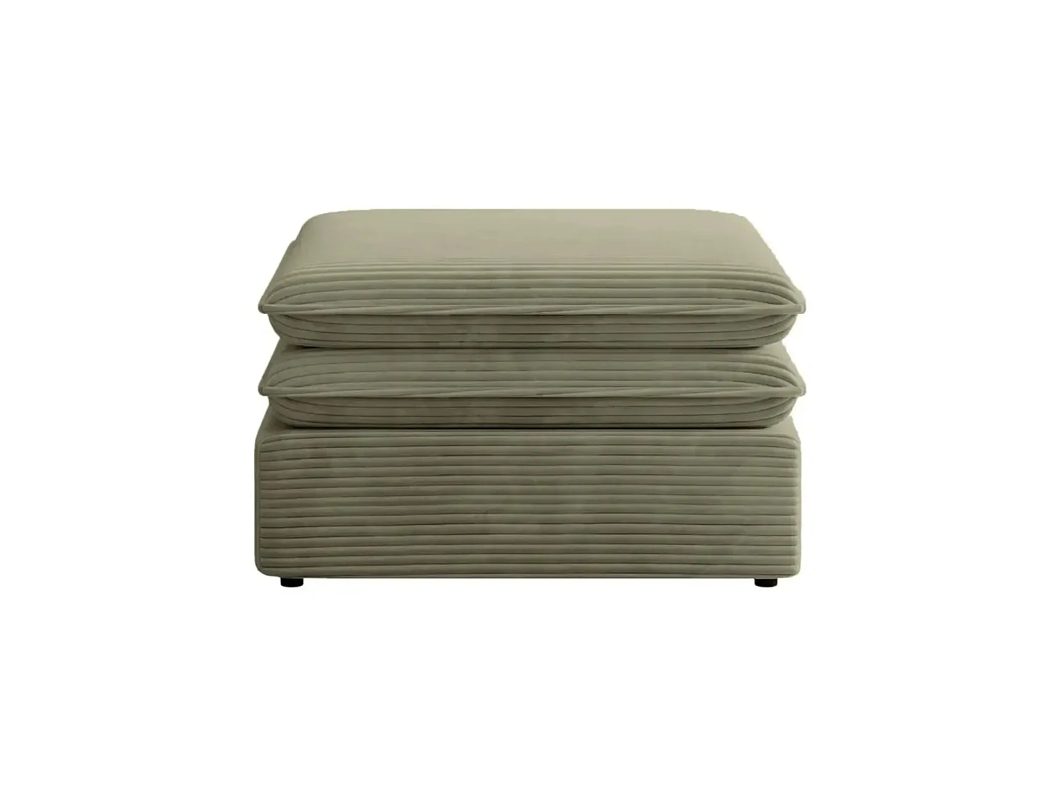OSCAR POUF - Pouf en velours côtelé Vert Olive 70x70x43