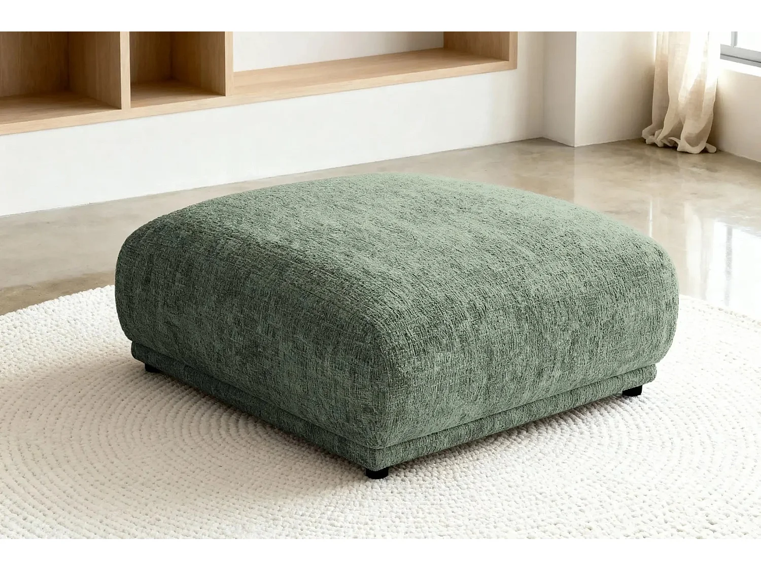 ROSALIE - Pouf en tissu chenille Terracotta 102x83x46