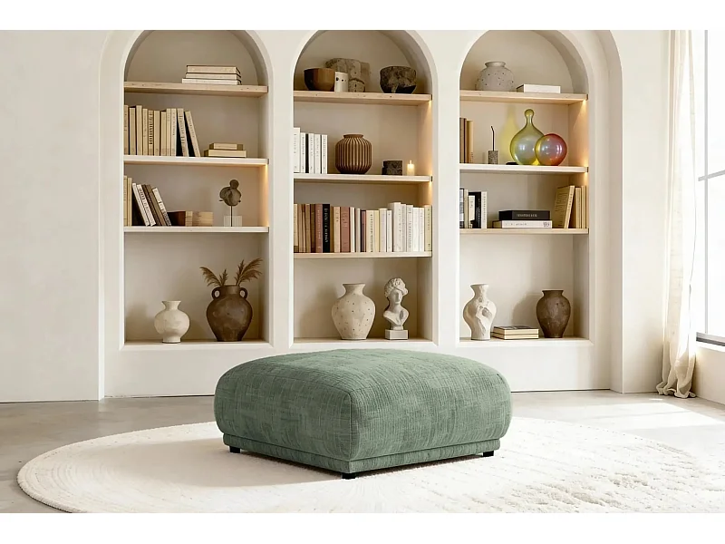 ROSALIE - Pouf en tissu chenille Terracotta 102x83x46