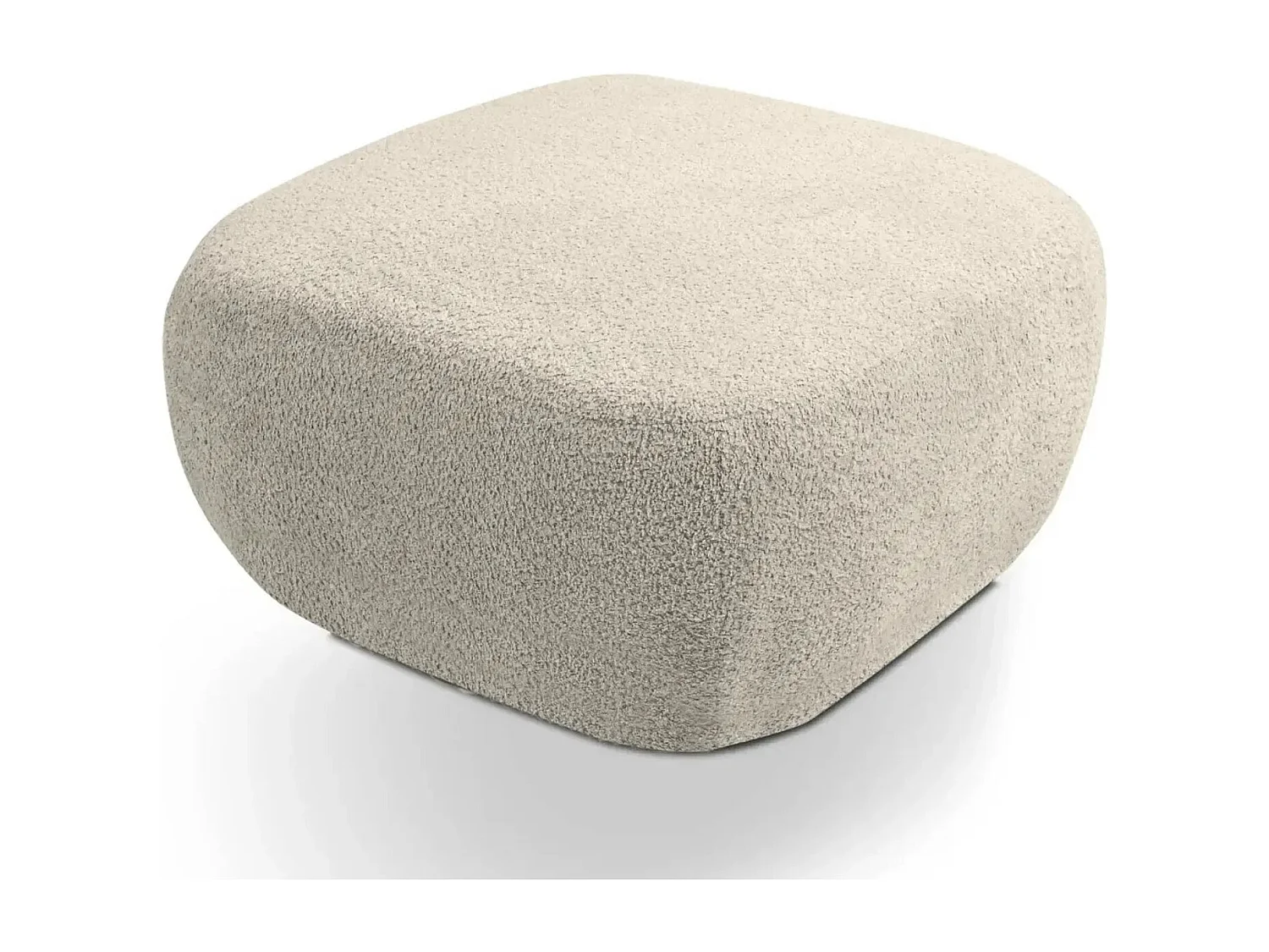 SANTIAGO - Pouf en tissu bouclette Beige 75x75x39