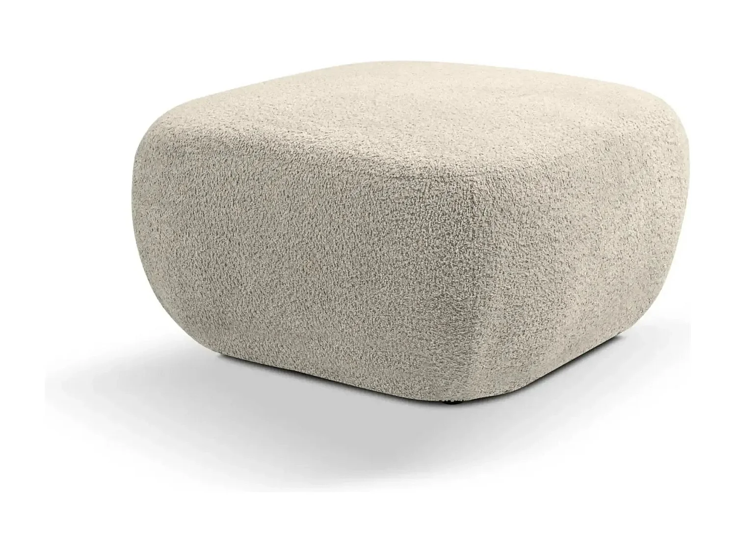 SANTIAGO - Pouf en tissu bouclette Beige 75x75x39