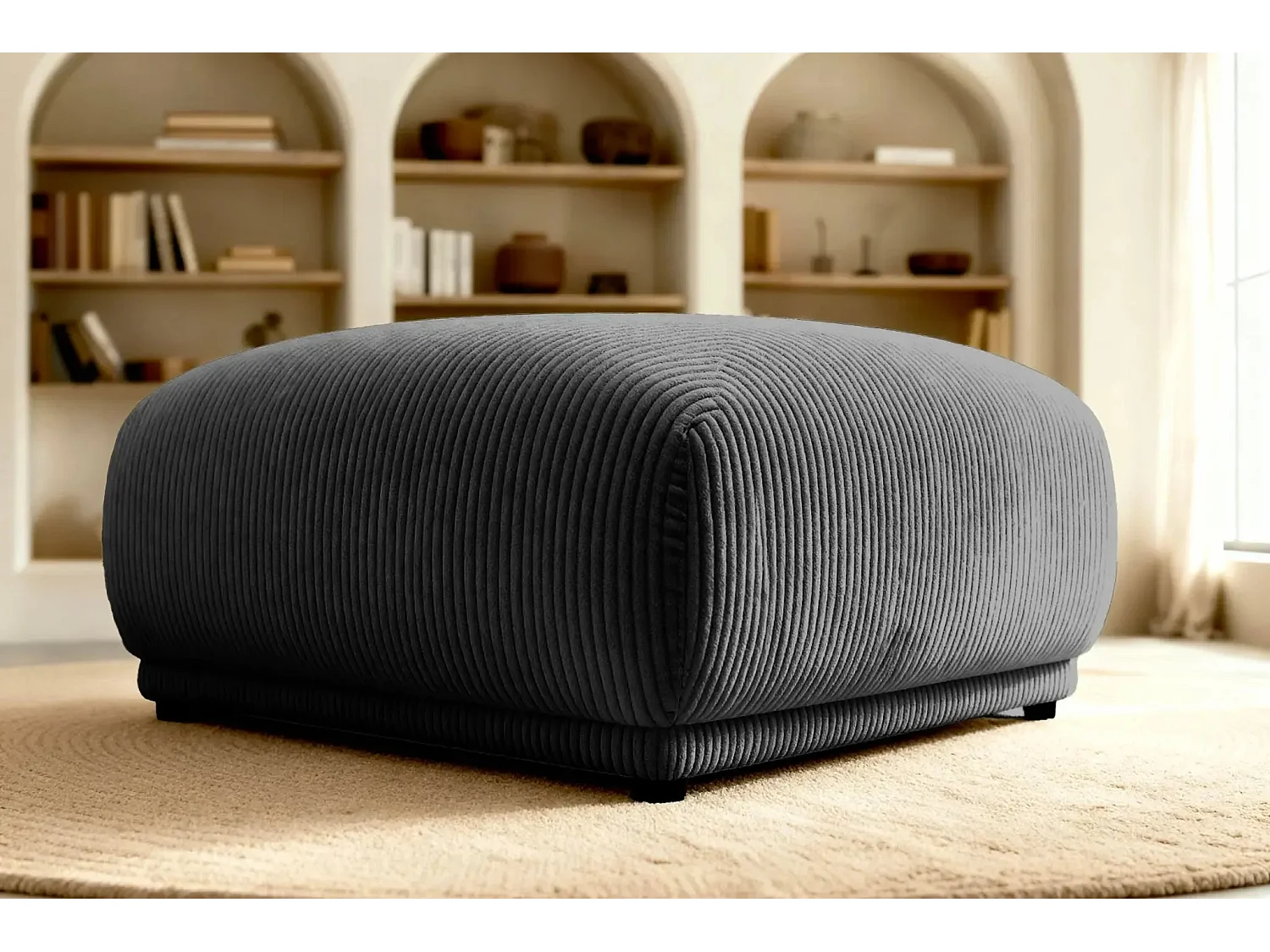 ROSALIE - Pouf velours cotelé - Gris Foncé