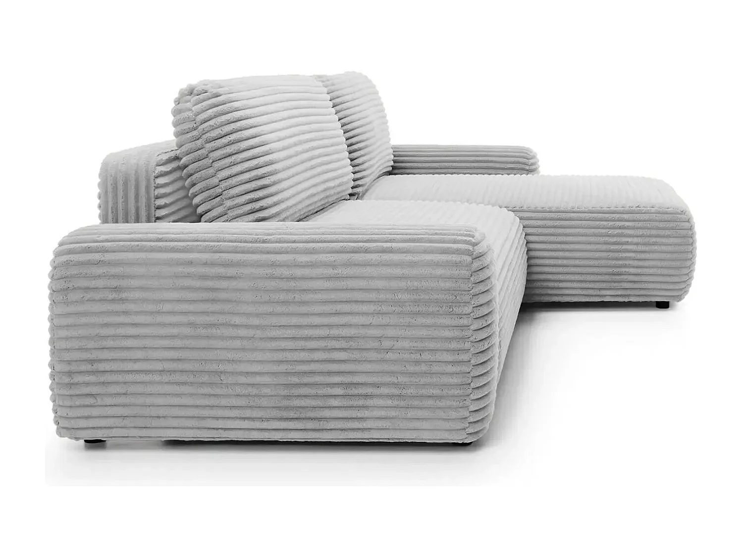 OLYMPE - Canapé d'angle velours cotelé 4 places - Gris Clair - Gauche