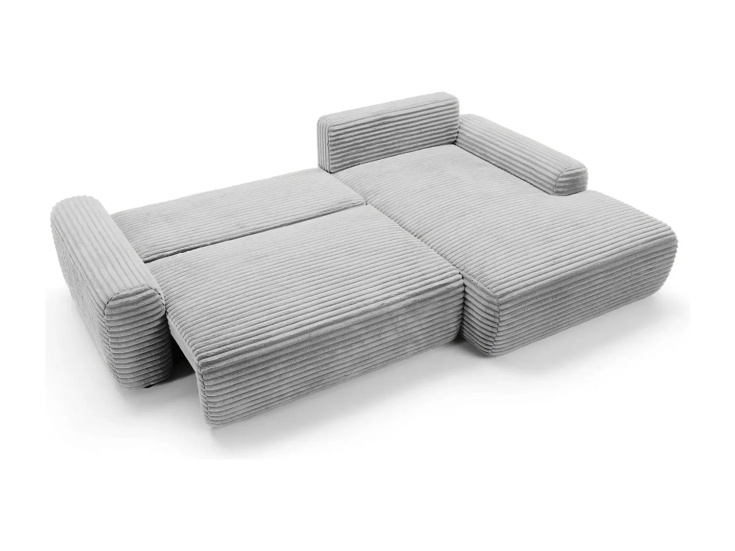 OLYMPE - Canapé d'angle velours cotelé 4 places - Gris Clair - Gauche