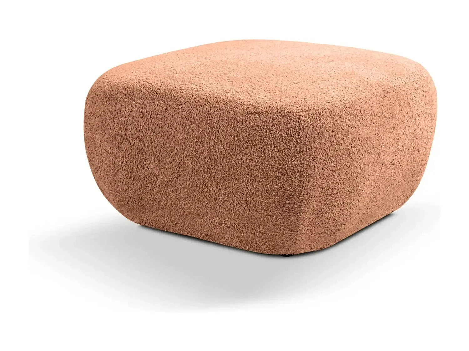 SANTIAGO - Pouf en tissu bouclette Terracotta 75x75x39