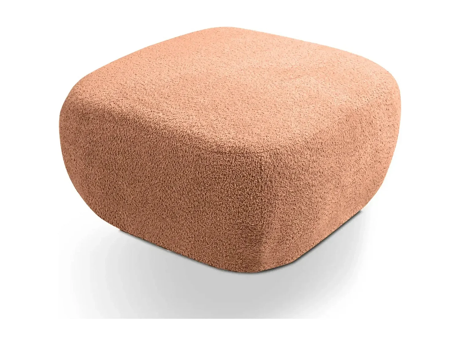 SANTIAGO - Pouf en tissu bouclette Terracotta 75x75x39