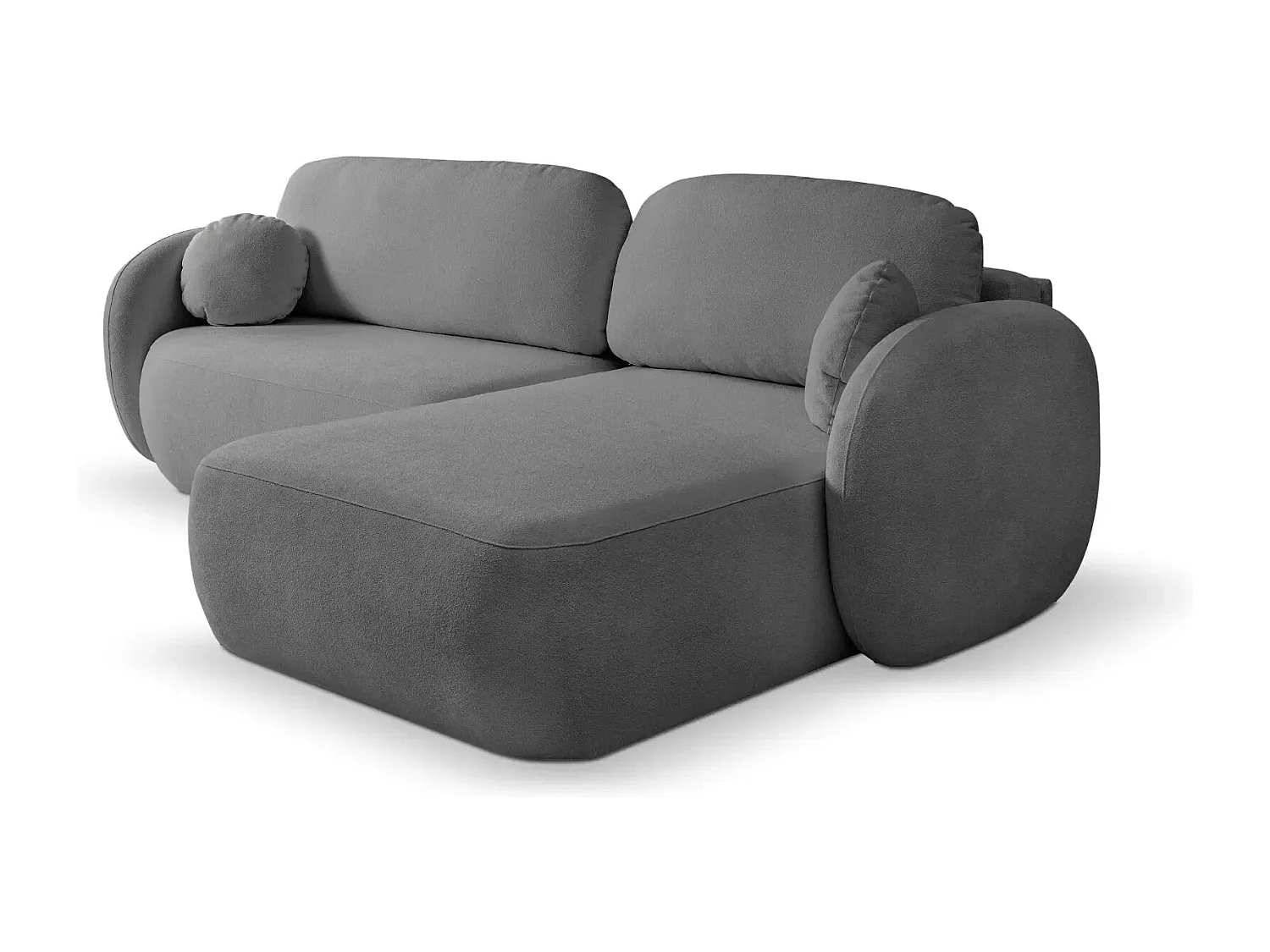 SANTIAGO - Canapé d'angle tissu bouclette - Gris Foncé - Gauche