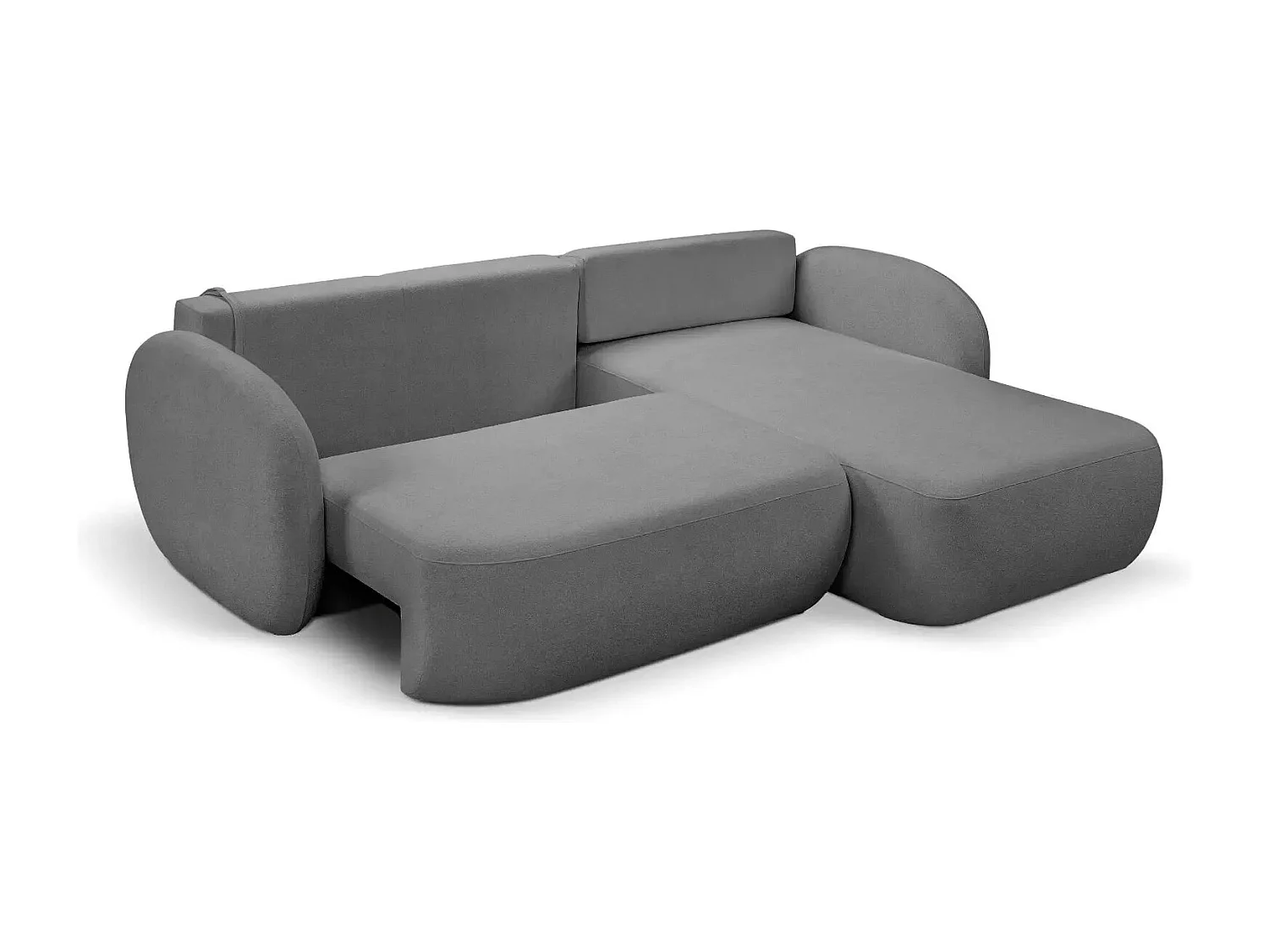 SANTIAGO - Canapé d'angle tissu bouclette - Gris Foncé - Gauche