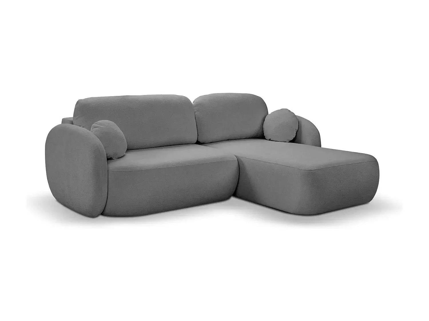 SANTIAGO - Canapé d'angle tissu bouclette - Gris Foncé - Gauche