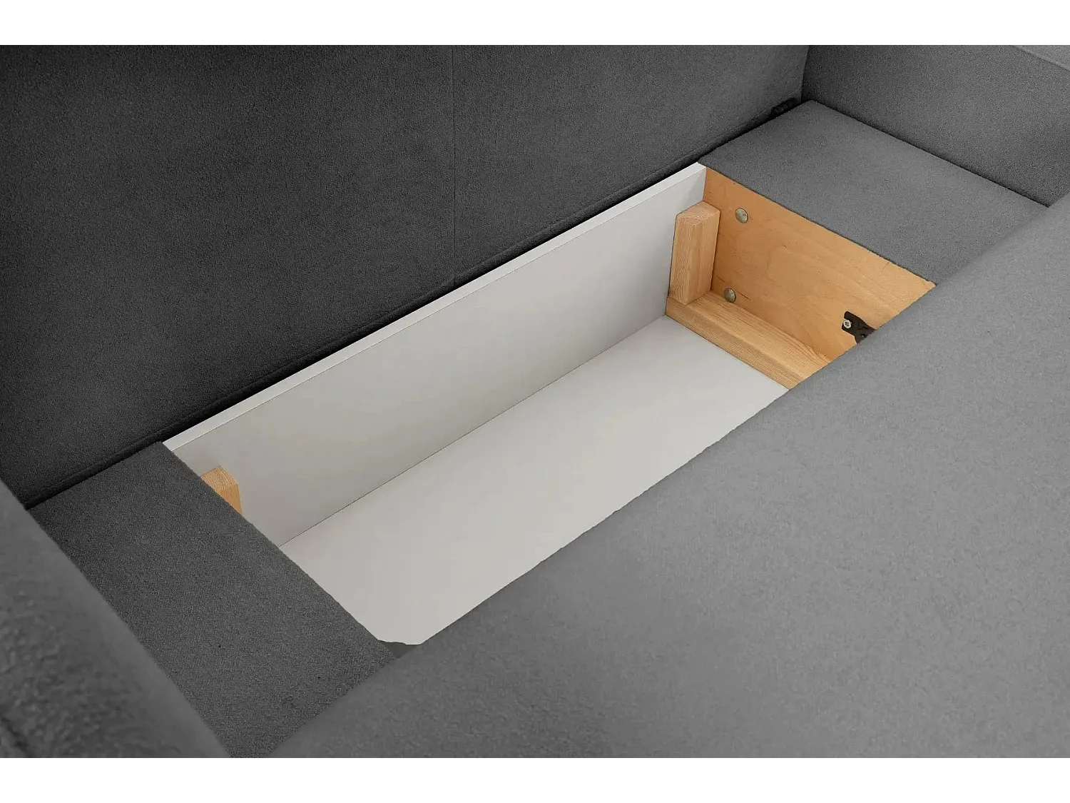 SANTIAGO - Canapé d'angle tissu bouclette - Gris Foncé - Gauche