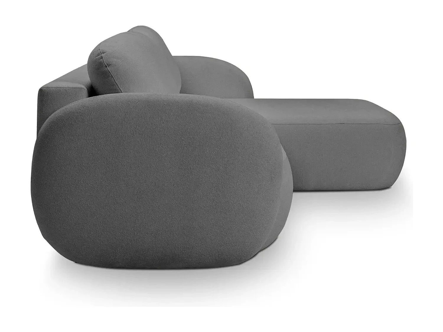 SANTIAGO - Canapé d'angle tissu bouclette - Gris Foncé - Gauche