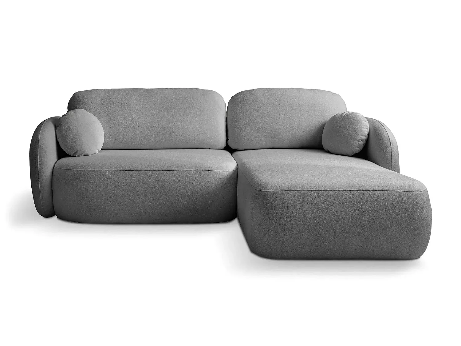 SANTIAGO - Canapé d'angle tissu bouclette 4 places Gris Foncé Gauche