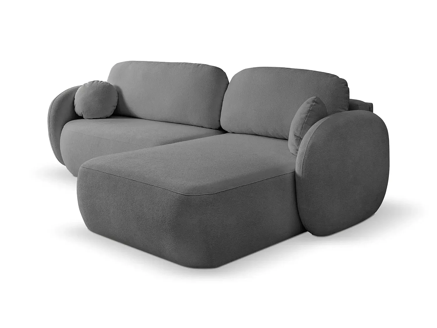 SANTIAGO - Canapé d'angle tissu bouclette 4 places Gris Foncé Gauche