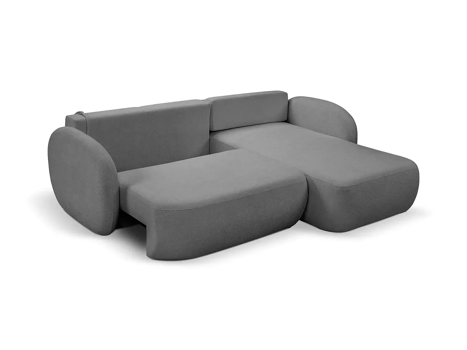 SANTIAGO - Canapé d'angle tissu bouclette 4 places Gris Foncé Gauche
