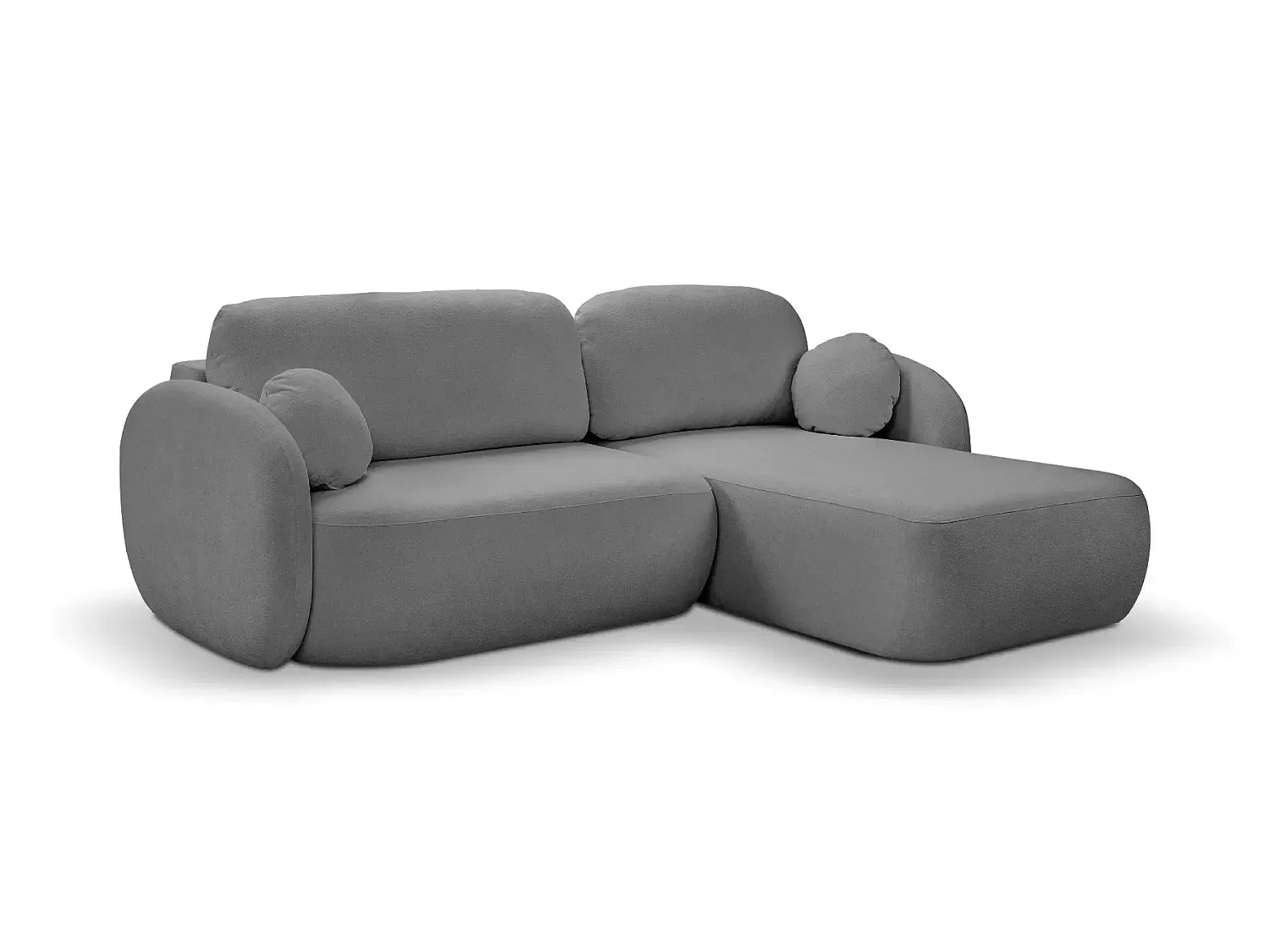 SANTIAGO - Canapé d'angle tissu bouclette 4 places Gris Foncé Gauche