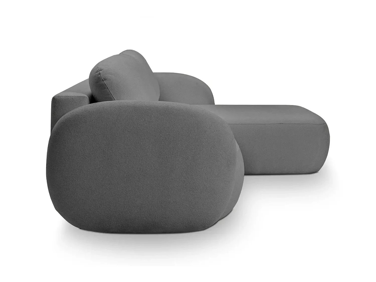 SANTIAGO - Canapé d'angle tissu bouclette 4 places Gris Foncé Gauche