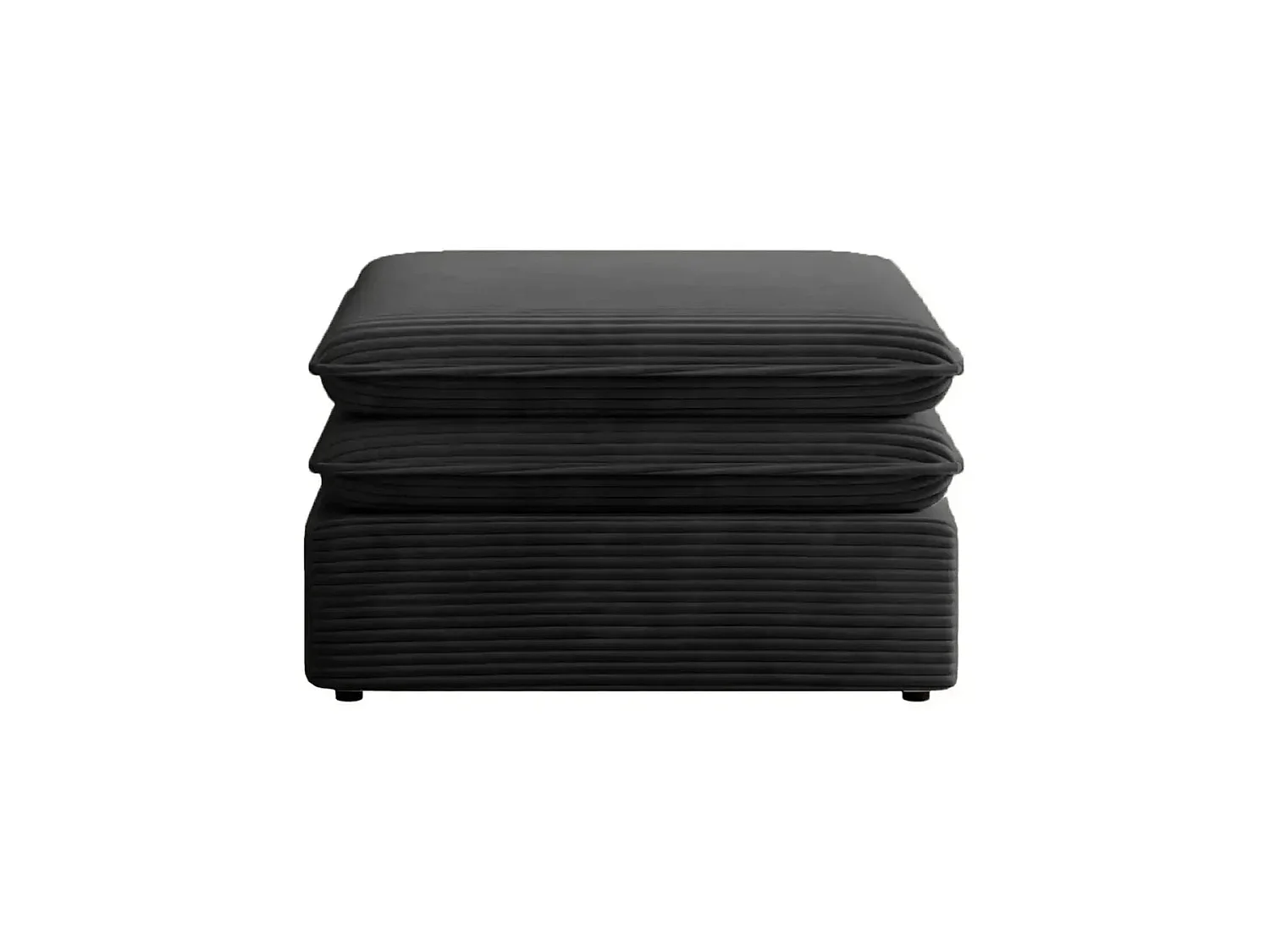 OSCAR POUF - Pouf en velours côtelé Noir 70x70x43