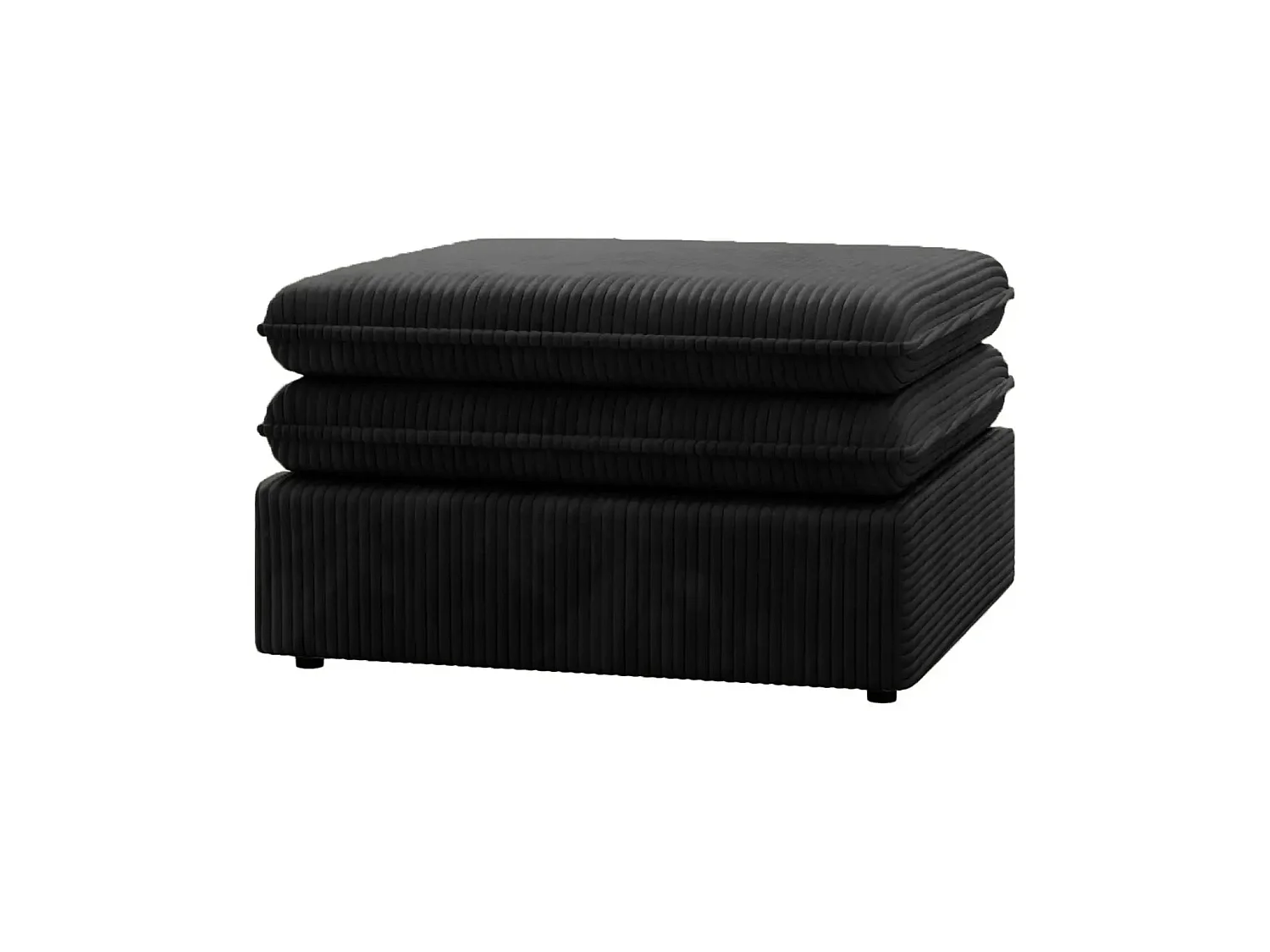OSCAR POUF - Pouf en velours côtelé Noir 70x70x43