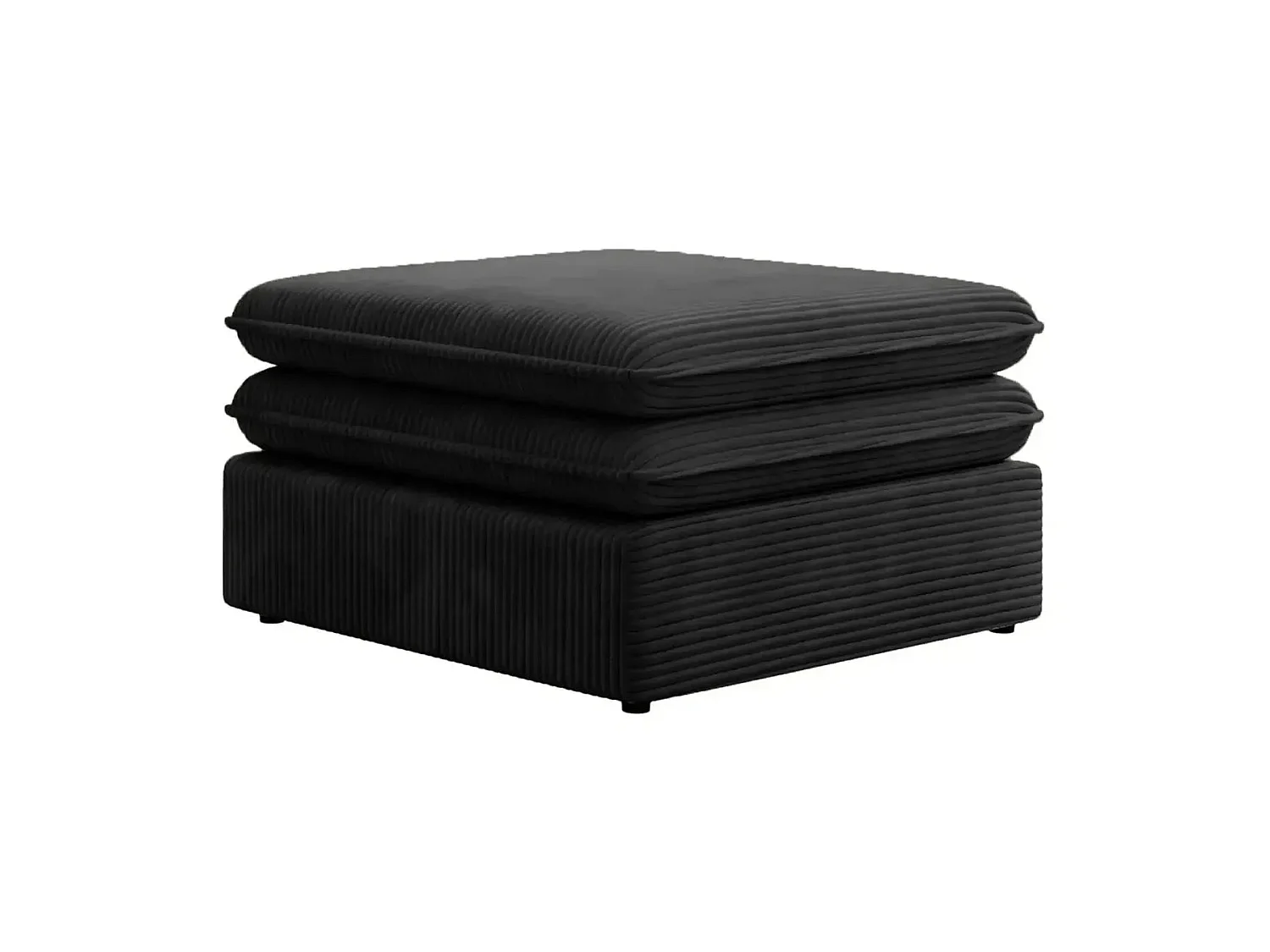 OSCAR POUF - Pouf en velours côtelé Noir 70x70x43