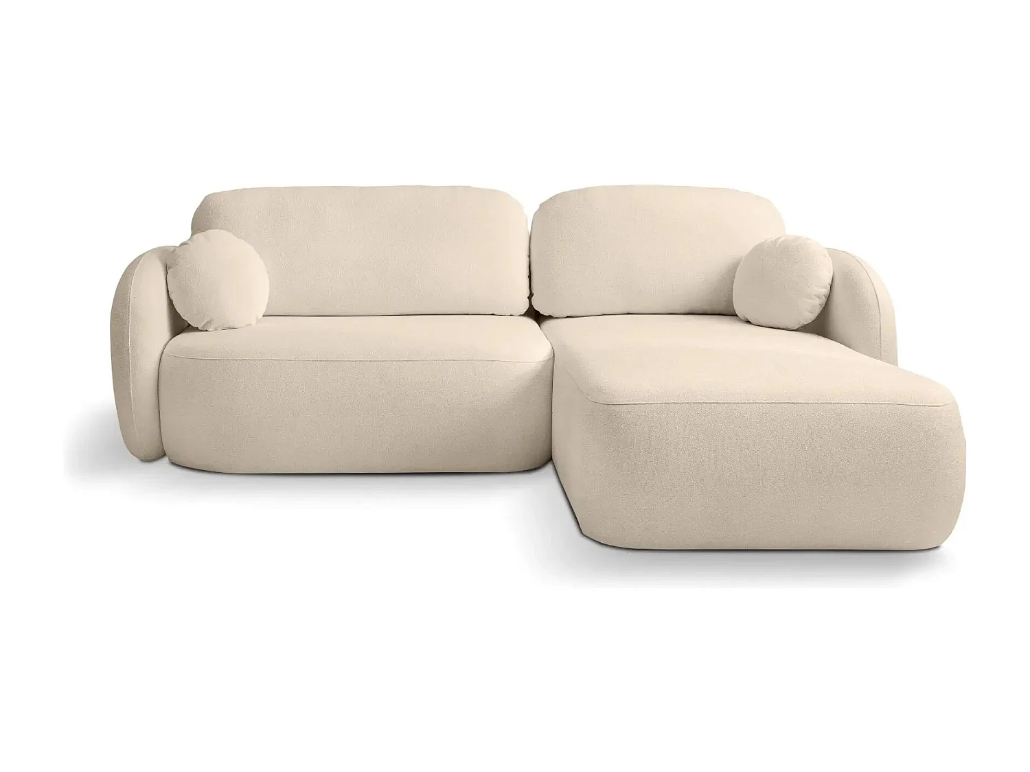 SANTIAGO - Canapé d'angle tissu bouclette - Taupe - Gauche