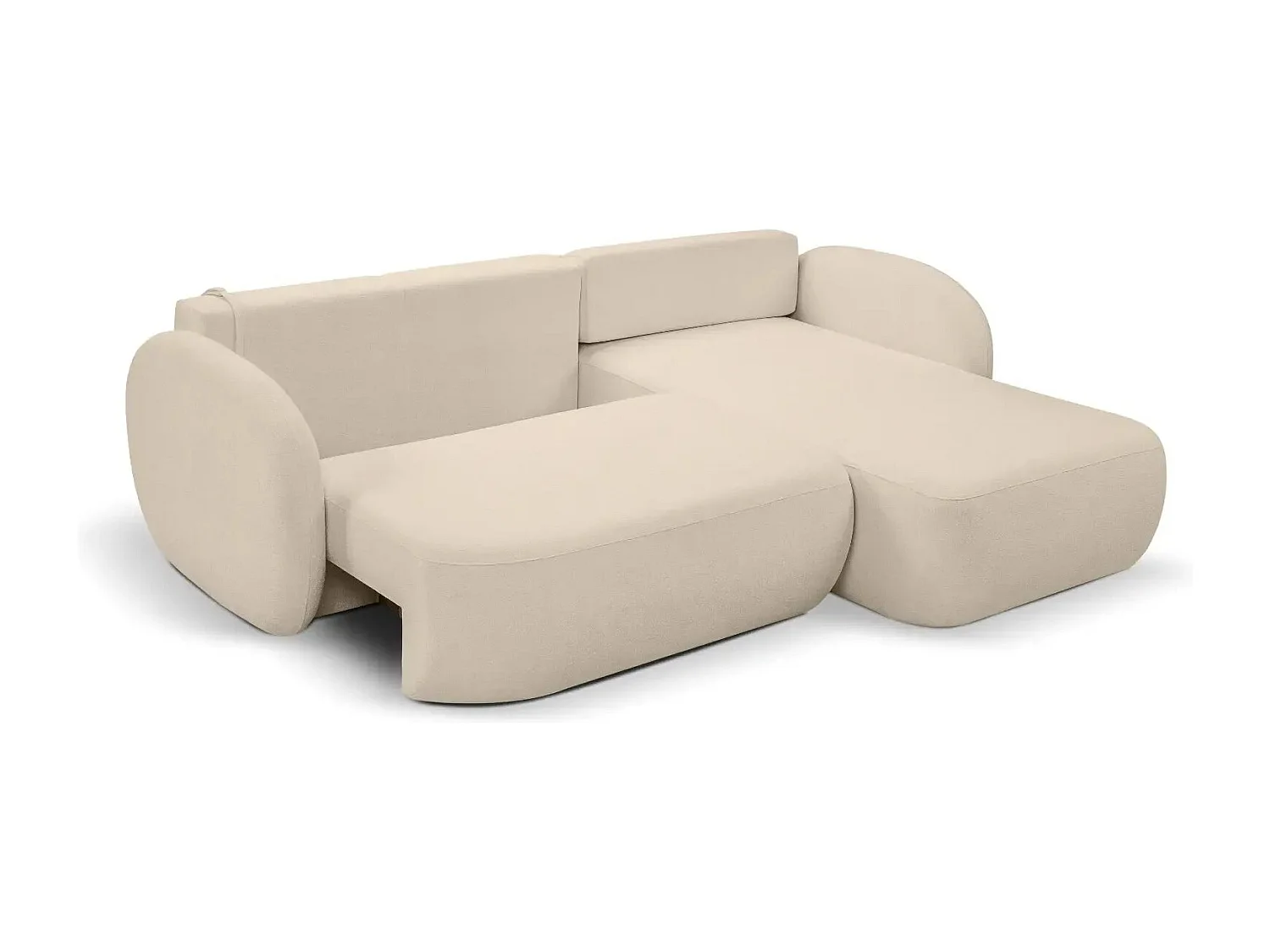 SANTIAGO - Canapé d'angle tissu bouclette - Taupe - Gauche