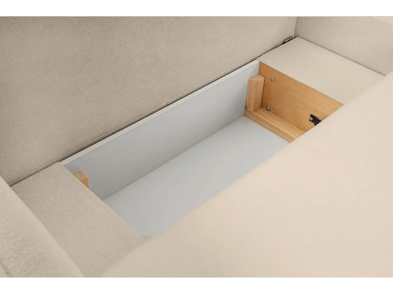 SANTIAGO - Canapé d'angle tissu bouclette - Taupe - Gauche